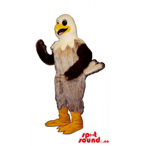 Peculiar Beige Woolly Bird Mascot With An American Eagle Head
