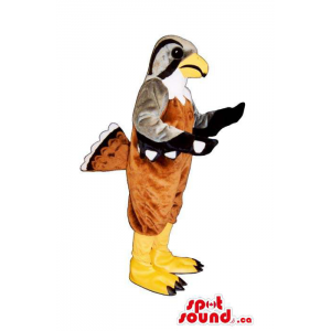 Brown, Grey, White, Yellow Bird Wildlife Plush Mascot