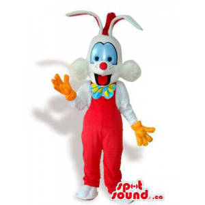 Roger Rabbit Cartoon Character Mascot With Large Blue Eyes