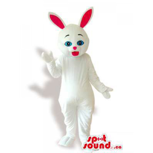All White Rabbit Animal Plush Mascot With Pink Ears