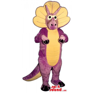 Mascota Triceratops Dinosaurio De Felpa Violeta Y Amarillo