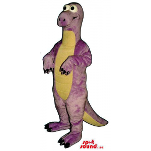 Peculiar Purple Dinosaur Plush Mascot With A Yellow Belly