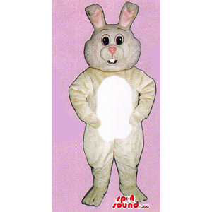 White Rabbit Animal Plush Mascot With A Pink Nose And Ears