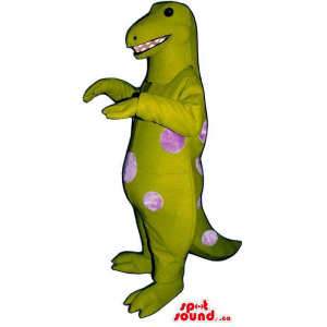 Customised Green Dinosaur Mascot With Large Pink Dots