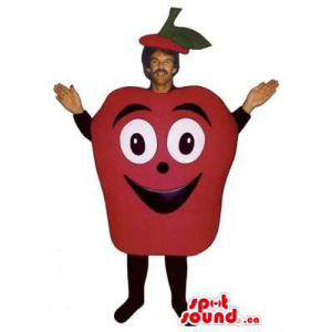 Mascota O Disfraz Manzana Fruta Rojo Con Cara Feliz