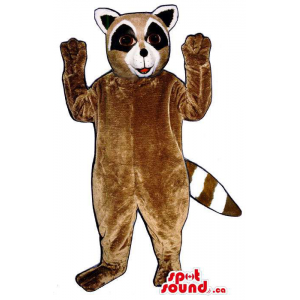 Customised Brown Raccoon Animal Mascot With Black Eyes