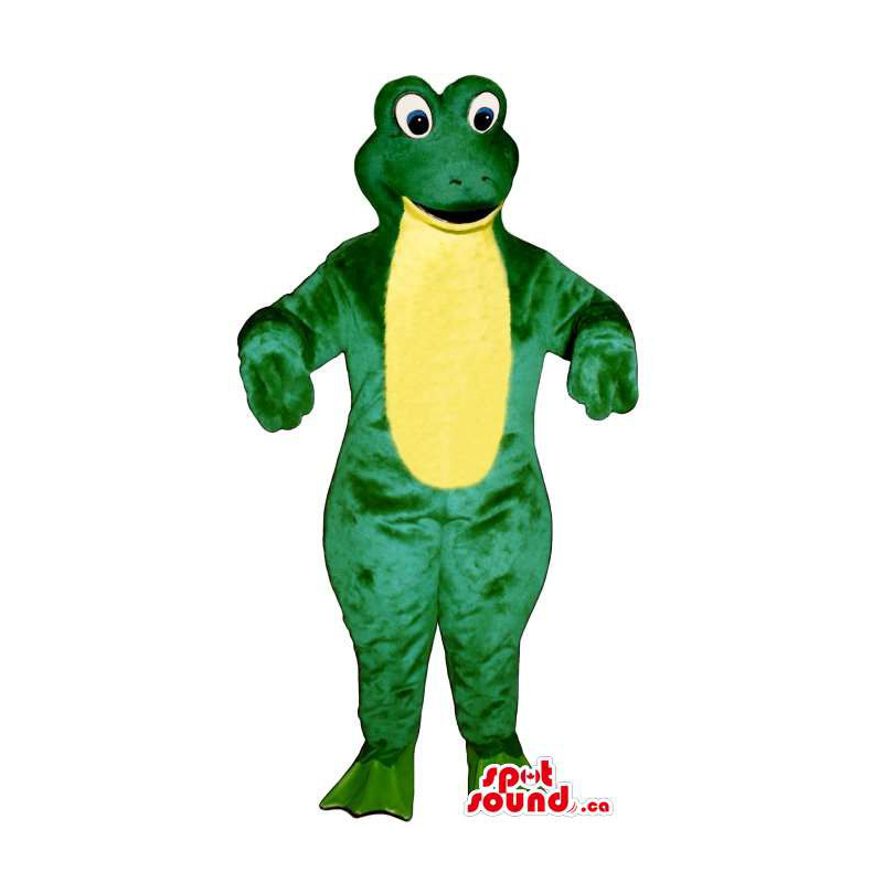 Customised Green Frog Plush Mascot With A Yellow Belly