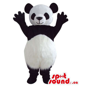 Customised Cute Panda Bear Plush Mascot With Round Belly