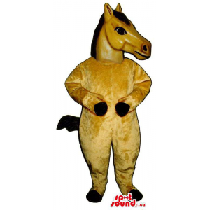 Customised Brown Horse Plush Mascot With Black Hair