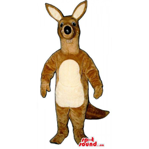 Black-Nosed Brown Kangaroo Plush Mascot With A Beige Belly
