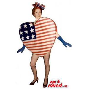 Special Heart-Shaped Us Flag Mascot Or Adult Costume