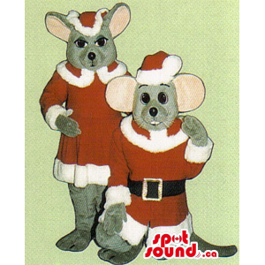 Grey Mice Couple Mascots...