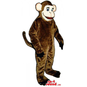 Brown Monkey Plush Mascot With A Beige Face And Ears