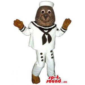 Brown Seal Plush Animal Mascot Dressed In Sailor Clothes