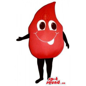 Mascota Gota Roja De Sangre Con Graciosa Cara Y Lengua