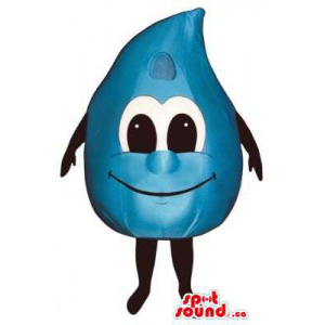 Shinny Blue Drop Of Water Mascot With A Smiling Face