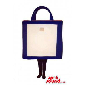 Original White And Blue Shopping Bag Mascot With No Face