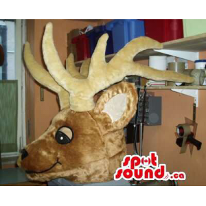 Brown And Beige Reindeer Mascot Plush Head