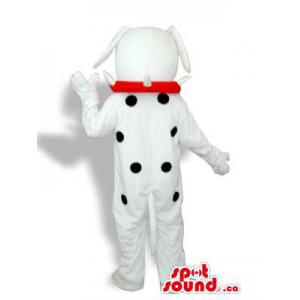 White Dog Mascot With Black...