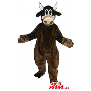 All Brown Cow Mascot With...
