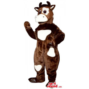 Brown Cow Mascot With White...