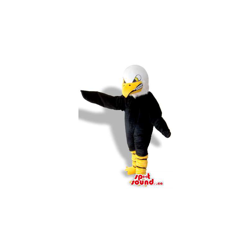 Angry Black And White American Eagle Bird Plush Mascot - SpotSound Mascots  in Canada / US / Latin America Sizes L (175-180CM)