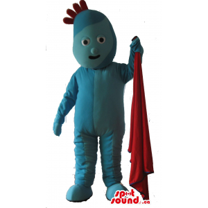 Blue Plush Mascot With Red...