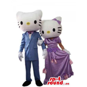 Kitty Cat Couple mascote de...