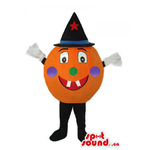 Round Pumpkin Mascot With A...