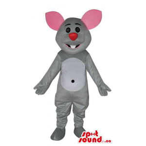 Cute Grey Mouse Mascot With...