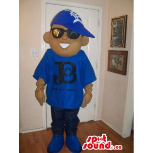 Boy Mascot Dressed In Blue...