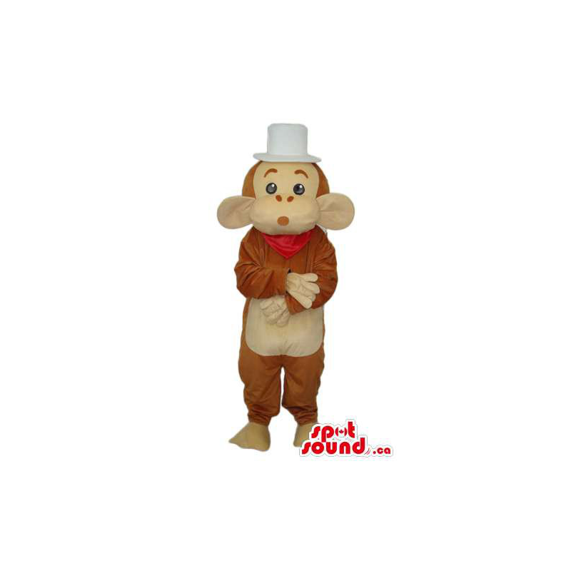 Fofo Grande marrom e bege do macaco Crianças Tamanho Plush Costume -  SpotSound Mascotes no Canadá / mascote US / mascote América Cortar L  (175-180CM)