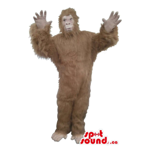 Fofo Grande marrom e bege do macaco Crianças Tamanho Plush Costume -  SpotSound Mascotes no Canadá / mascote US / mascote América Cortar L  (175-180CM)