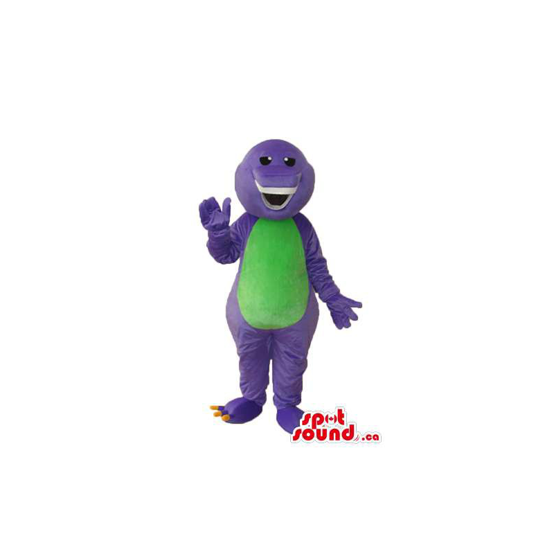 Peculiar dinossauro roxo da mascote de pelúcia com uma barriga verde -  SpotSound Mascotes no Canadá / mascote US / mascote Améri Cortar L  (175-180CM)