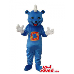 Blue Bear Plush Mascot With...