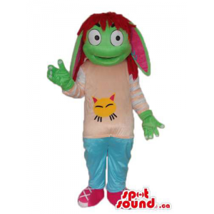 Criatura verde da mascote...