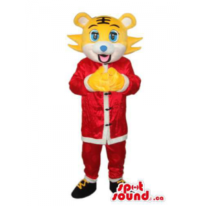 Yellow Tiger Mascot Plush...