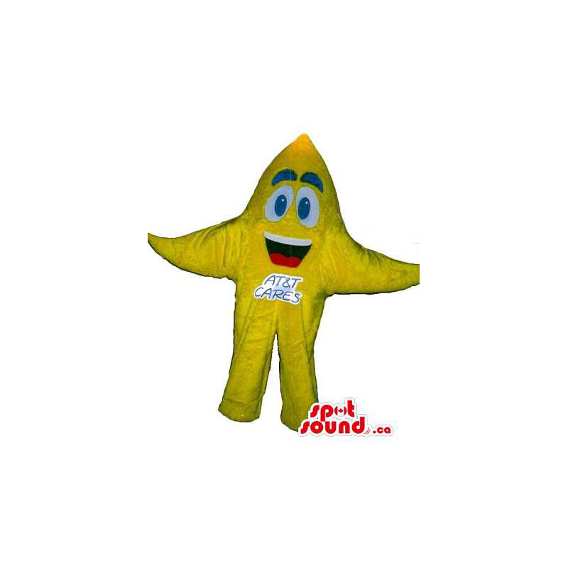 Peculiar Yellow Large Star Mascot With Space For Logos Or Brand Names - 1