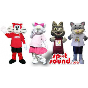 Group Of Four Cat Mascots...