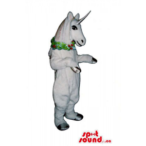 White Unicorn Mascot With A...