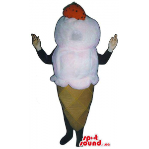 White Ice-Cream Cone Mascot...