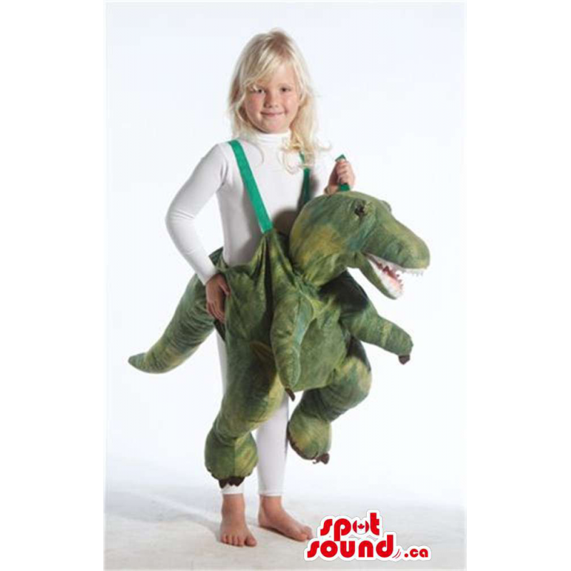 Gracioso Disfraz Para Niños Dinosaurio Verde De Felpa Con Tirantes