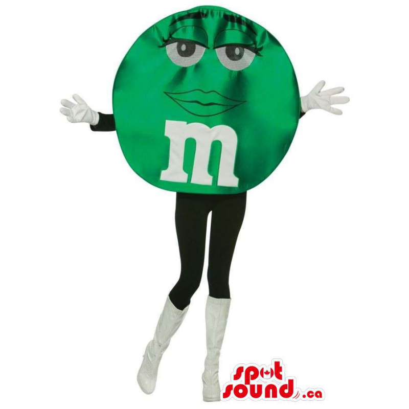 Shinny Green M&M'S Brand Name Chocolate Snack Well-Known Mascot