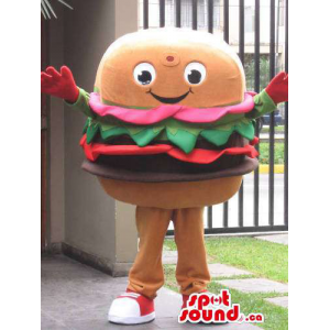 Large Hamburger Food Mascot...