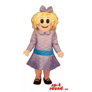 Blond Girl Mascot Dressed...