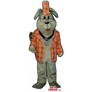 Cute Grey Dog Plush Mascot...