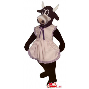 All Black Lady Cow Mascot...
