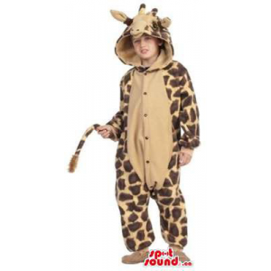 Cute Brown And Beige Giraffe Children Size Plush Costume