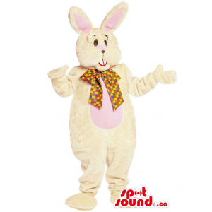 White Bunny Animal Mascot Dressed In Elegant Clothes