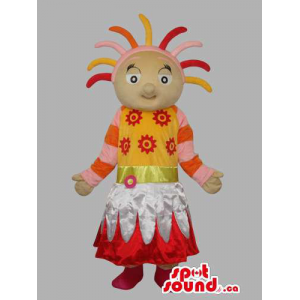 Mascota Chica Fantasía Con Ropa De Colores Y Cabello De Punta